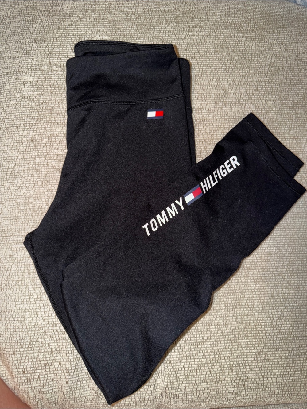 Tommy Hilfiger Black Leggings with Signature Flag and Logo
